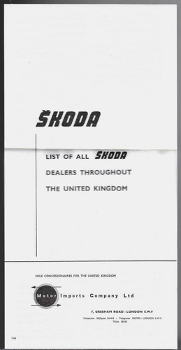 Skoda dealer list 1965 1966 - list, uk