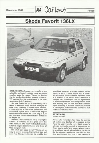 Skoda favorit 136lx road - 136lx, aa